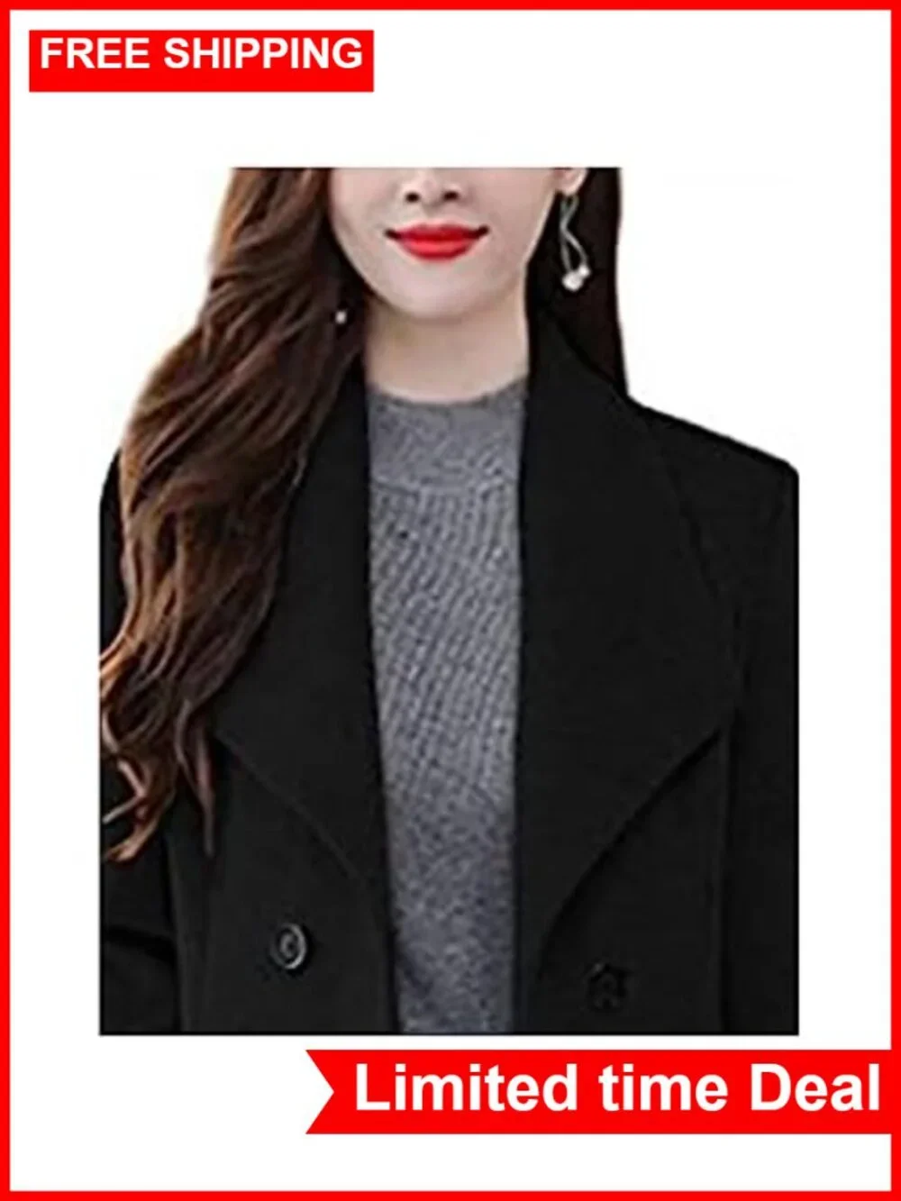 Wool Blend Maxi Pea Coat Shawl Collar Double Breasted Winter Trench